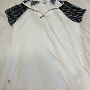 Daily Sports White Polo with Black Striped Sleeves